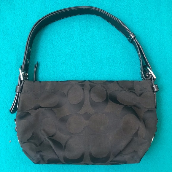 Coach Handbags - Coach Shoulder Bag Black Signature Fabric Purse